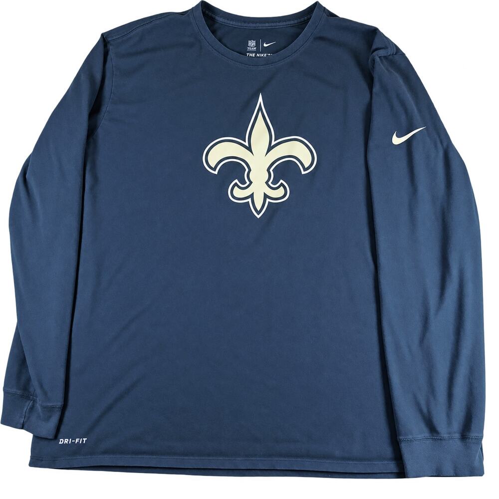 Nike Dri-FIT New Orleans Saints Shirt Mens XXL Black NFL Long Sleeve Tee